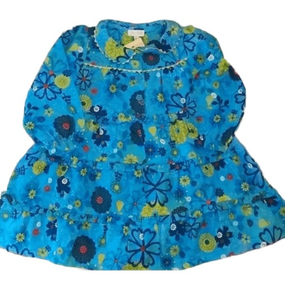 Le top girls blue floral print dress size 18‎ months